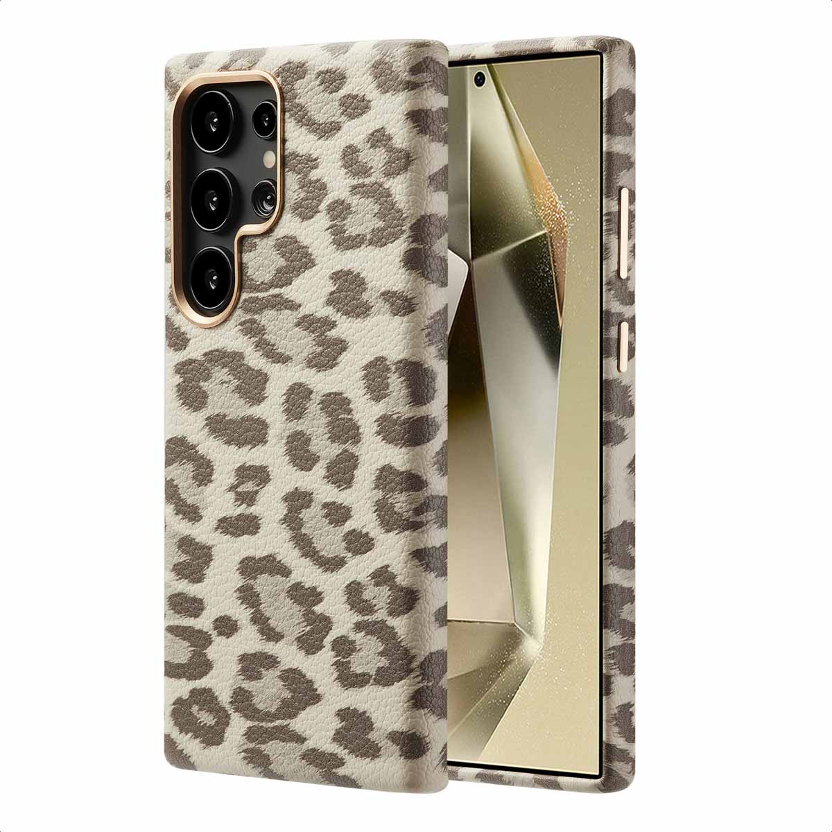 Selencia Coque Sabi imprimé panthère avec MagSafe Samsung Galaxy S24 Ultra - Soft Ivory
