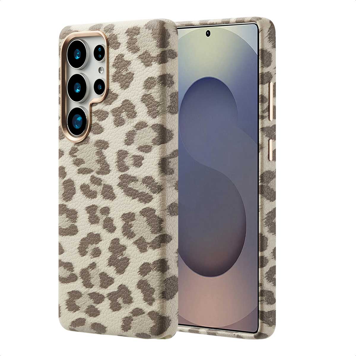 Selencia Coque Sabi imprimé panthère avec MagSafe Samsung Galaxy S25 Ultra - Soft Ivory