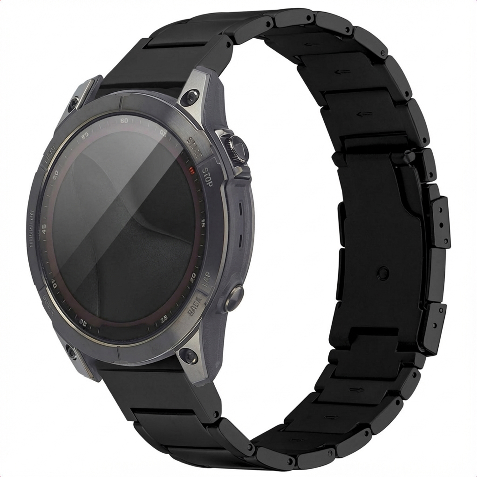 Accezz Mat Titanium bandje - Garmin 22 mm aansluiting - Zwart