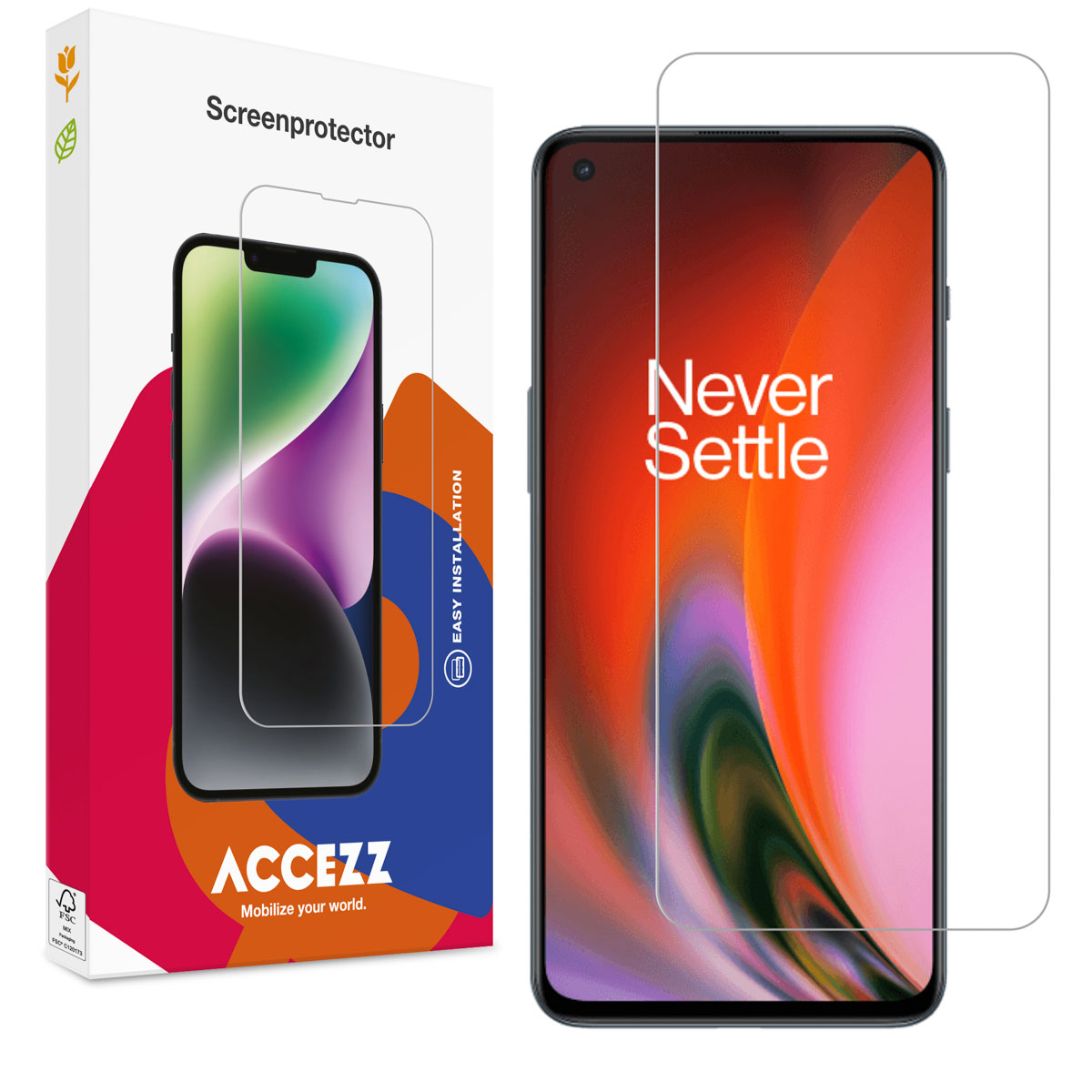 Accezz Protection d'écran en verre trempé OnePlus Nord 2