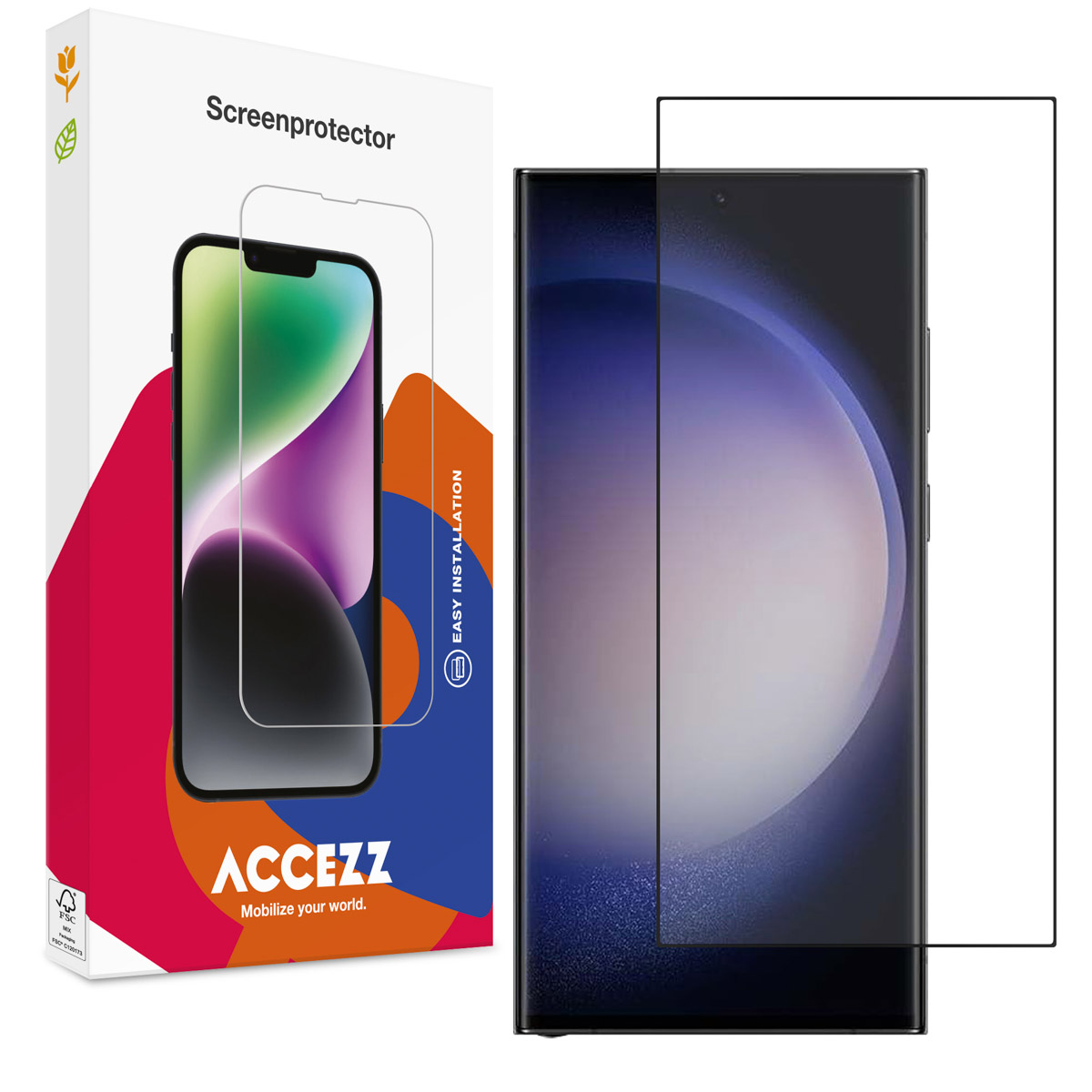 Accezz Gehard Glas Full Cover Screenprotector voor de Samsung Galaxy S23 Ultra