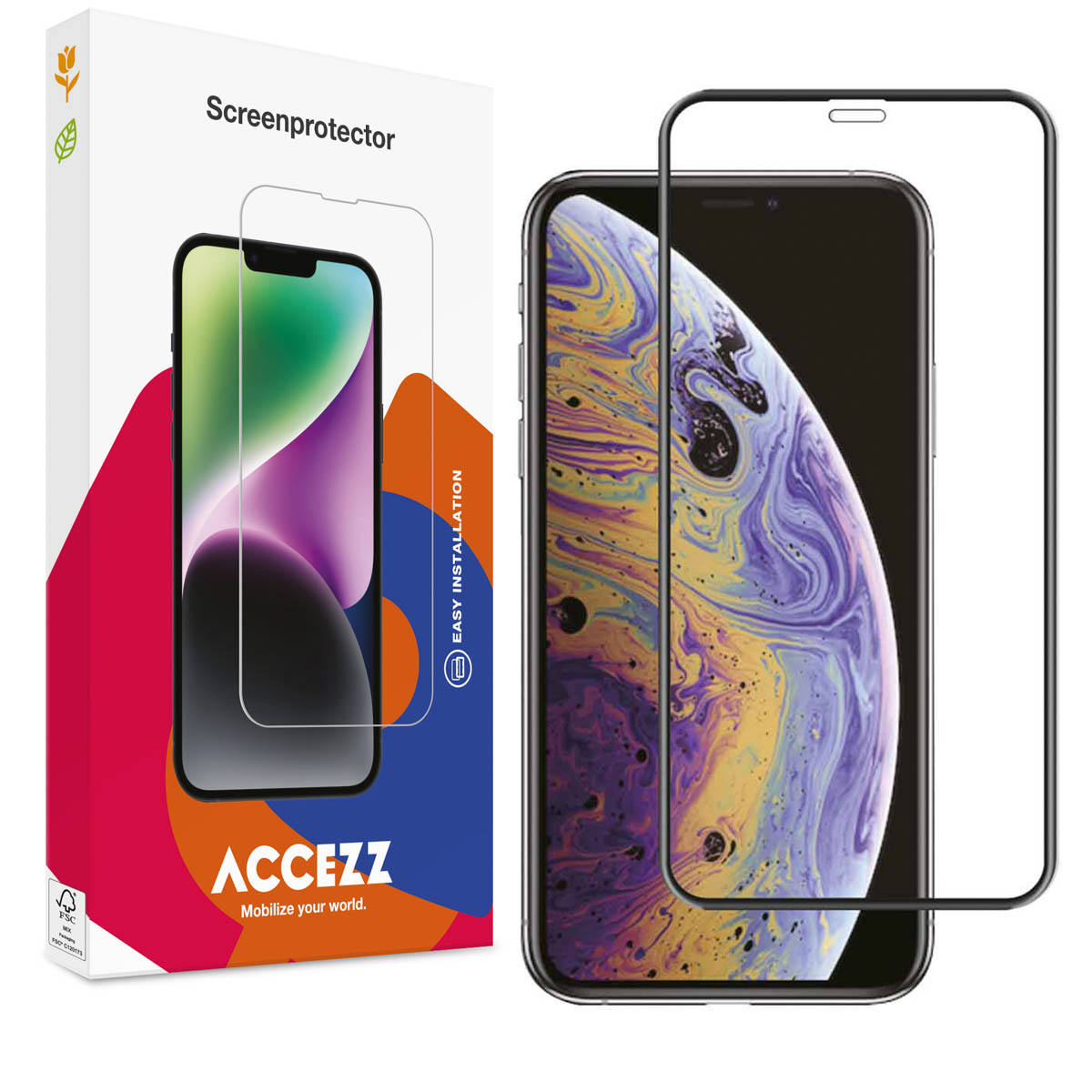 Accezz Protection d'écran en verre trempé Full Cover Apple iPhone 11 Pro Max / Xs Max