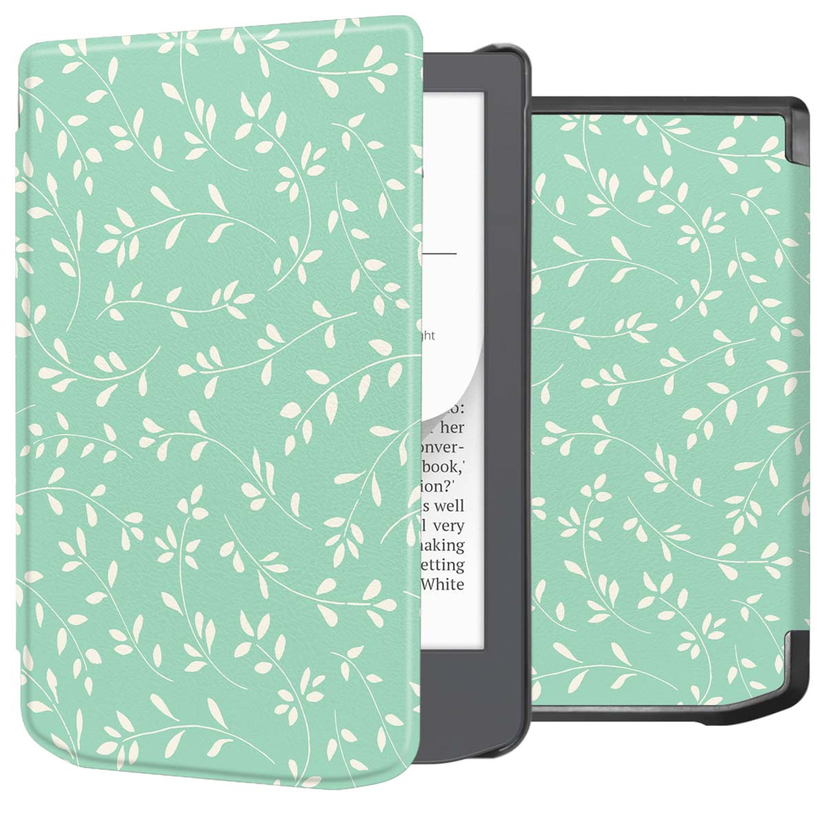 imoshion Design Slim Hard Case Sleepcover Pocketbook Verse / Verse Lite / Verse Pro / Vivlio Light / Light HD - Smoke Green Flowers