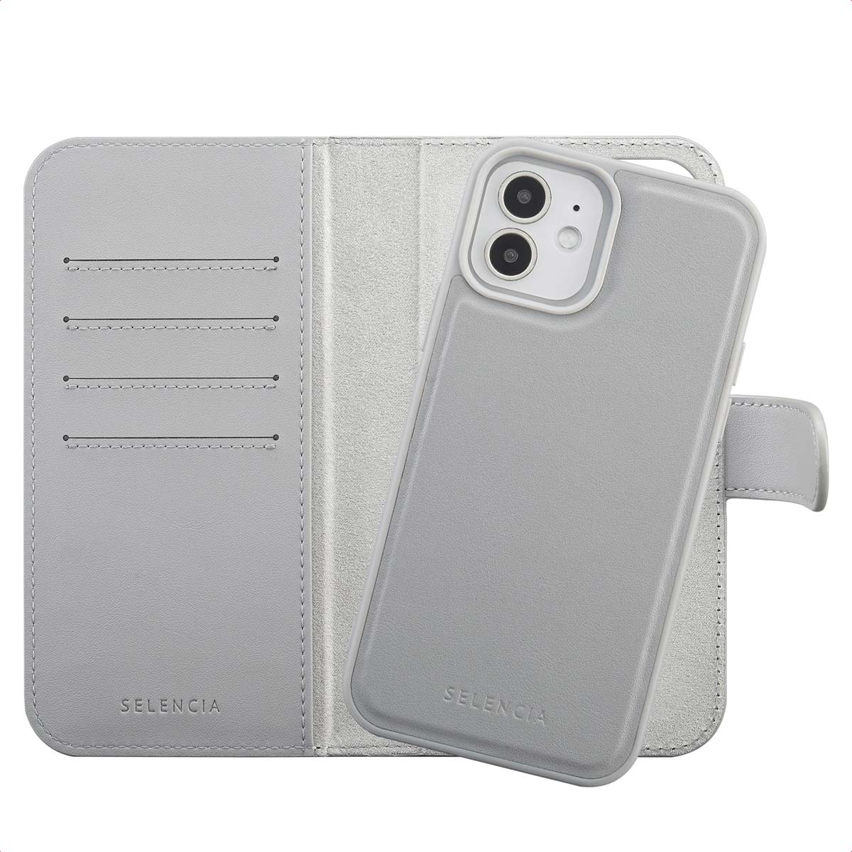 Selencia Étui portefeuille amovible Olyn avec MagSafe Apple iPhone 12 (Pro) - Gris