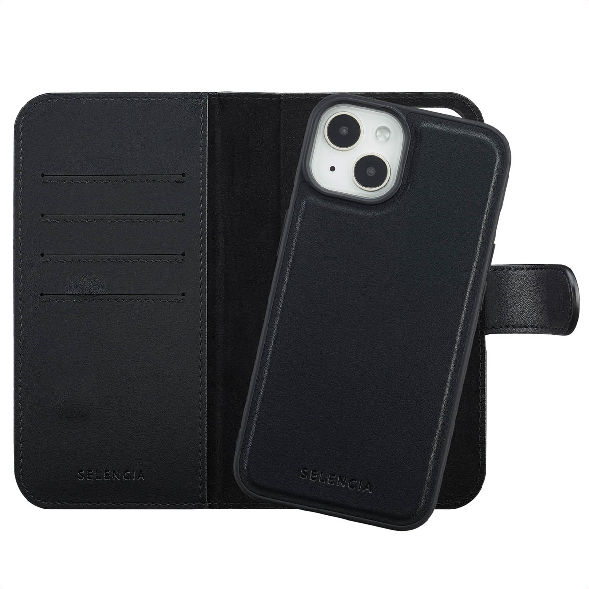Selencia Étui portefeuille amovible Olyn avec MagSafe Apple iPhone 14 / 13 - Noir