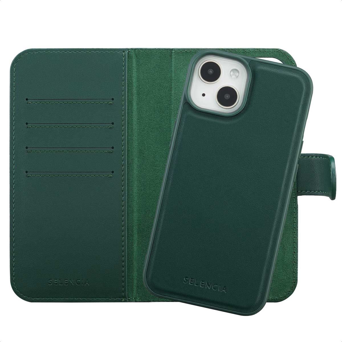 Selencia Étui portefeuille amovible Olyn avec MagSafe Apple iPhone 14 / 13 - Vert
