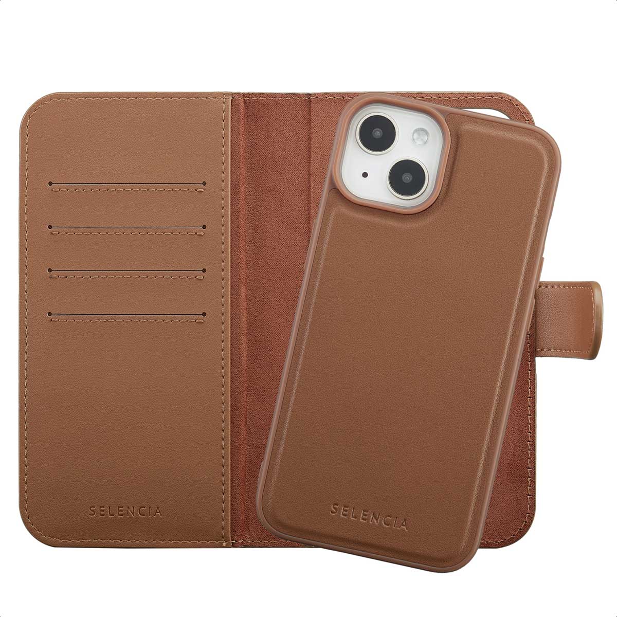 Selencia Olyn Uitneembare Bookcase met MagSafe voor de Apple iPhone 14 / 13 - Bruin
