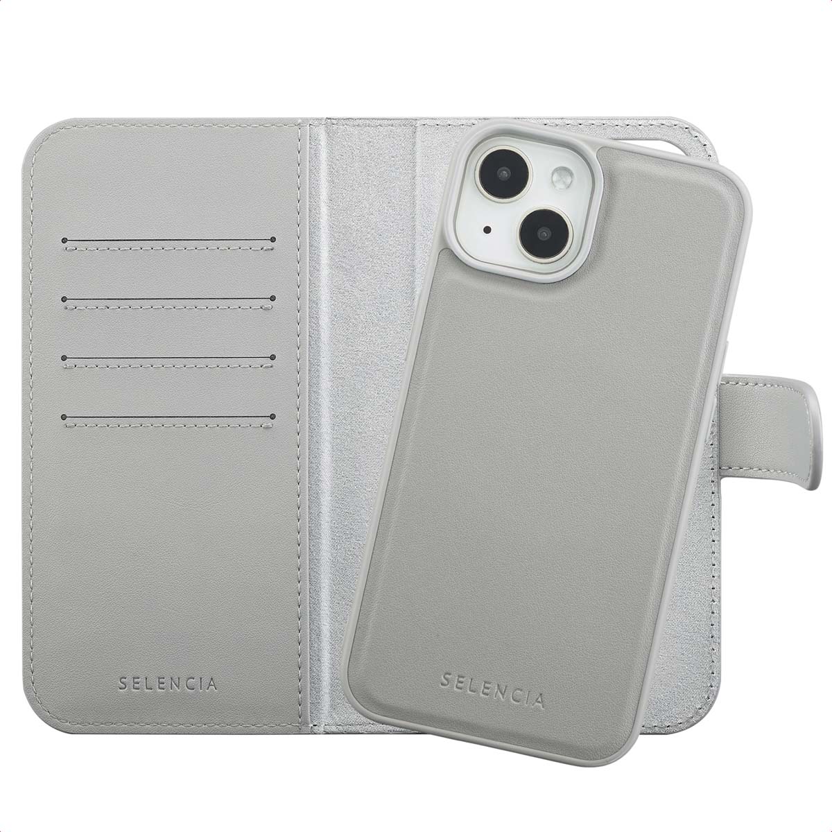 Selencia Étui portefeuille amovible Olyn avec MagSafe Apple iPhone 14 / 13 - Gris