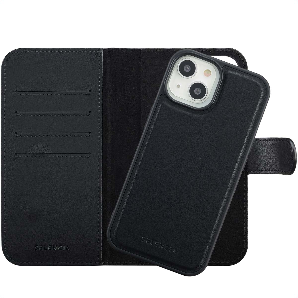 Selencia Étui portefeuille amovible Olyn avec MagSafe Apple iPhone 15 - Noir