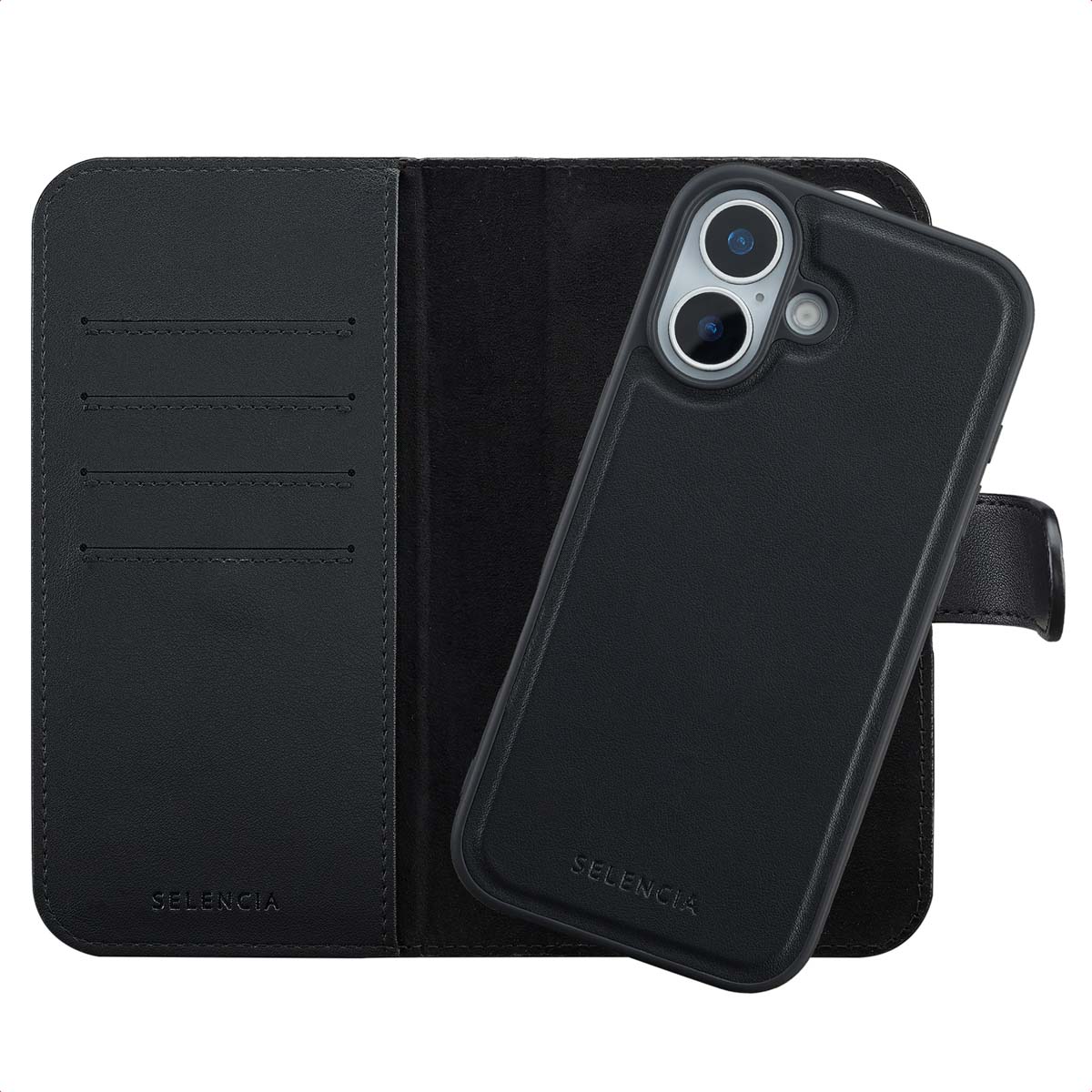 Selencia Étui portefeuille amovible Olyn avec MagSafe Apple iPhone 17 - Noir