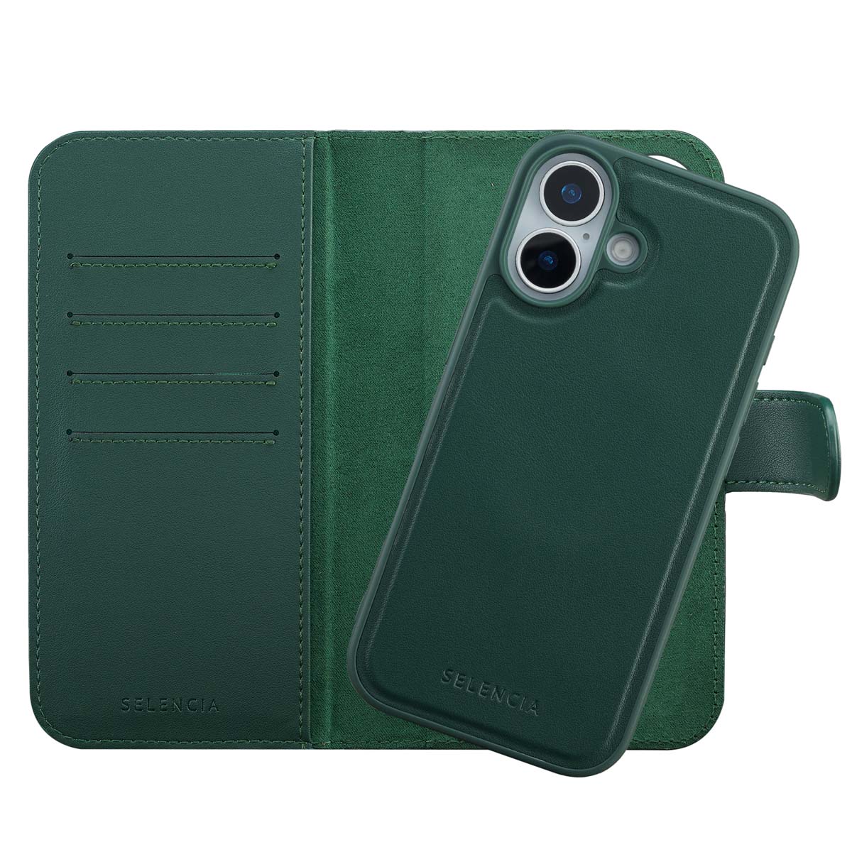 Selencia Étui portefeuille amovible Olyn avec MagSafe Apple iPhone 17 - Vert