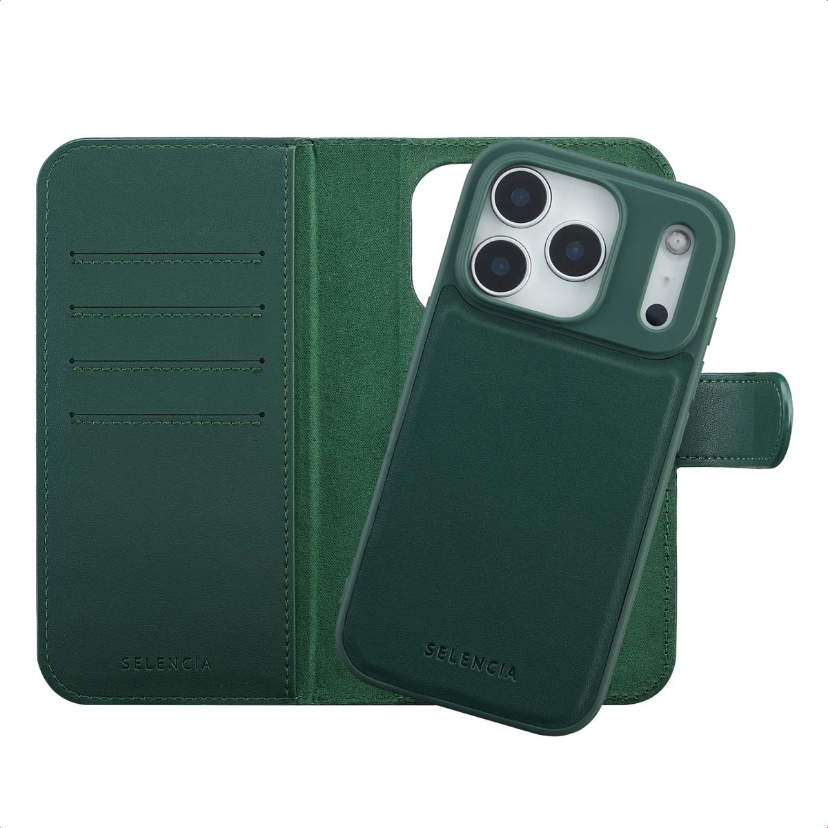 Selencia Étui portefeuille amovible Olyn avec MagSafe Apple iPhone 17 Pro - Vert