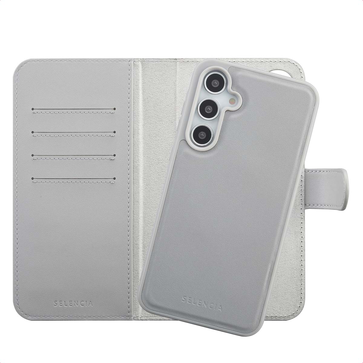 Selencia Étui portefeuille amovible Olyn avec MagSafe Samsung Galaxy A35 / A55 - Gris