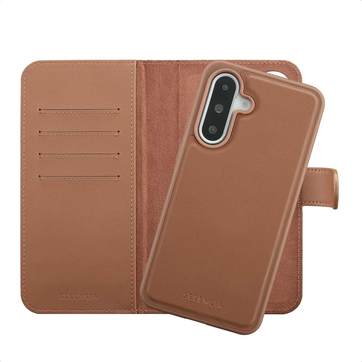 Selencia Olyn Uitneembare Bookcase met MagSafe voor de Samsung Galaxy A36 - Bruin