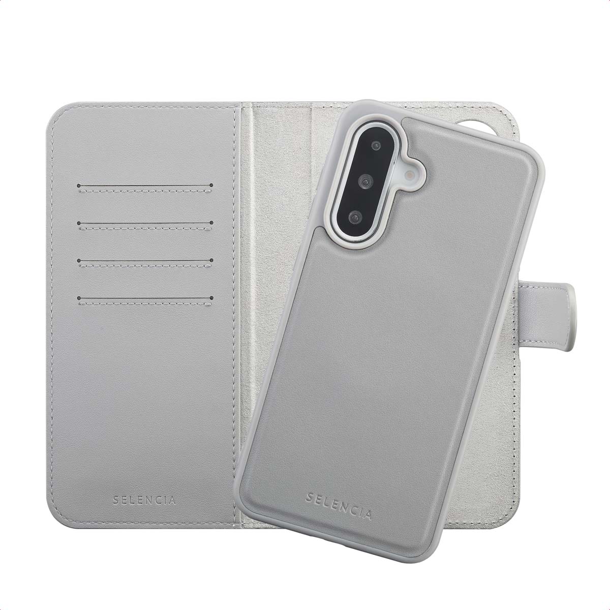 Selencia Étui portefeuille amovible Olyn avec MagSafe Samsung Galaxy A36 - Gris