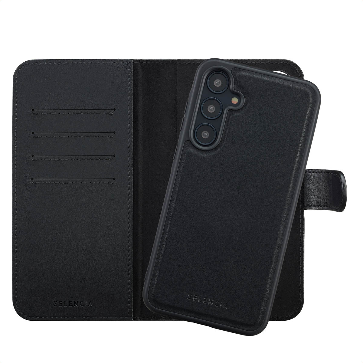 Selencia Étui portefeuille amovible Olyn avec MagSafe Samsung Galaxy A55 - Noir
