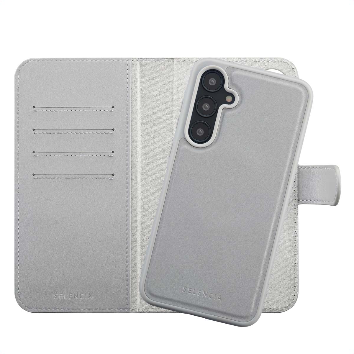 Selencia Étui portefeuille amovible Olyn avec MagSafe Samsung Galaxy A55 - Gris