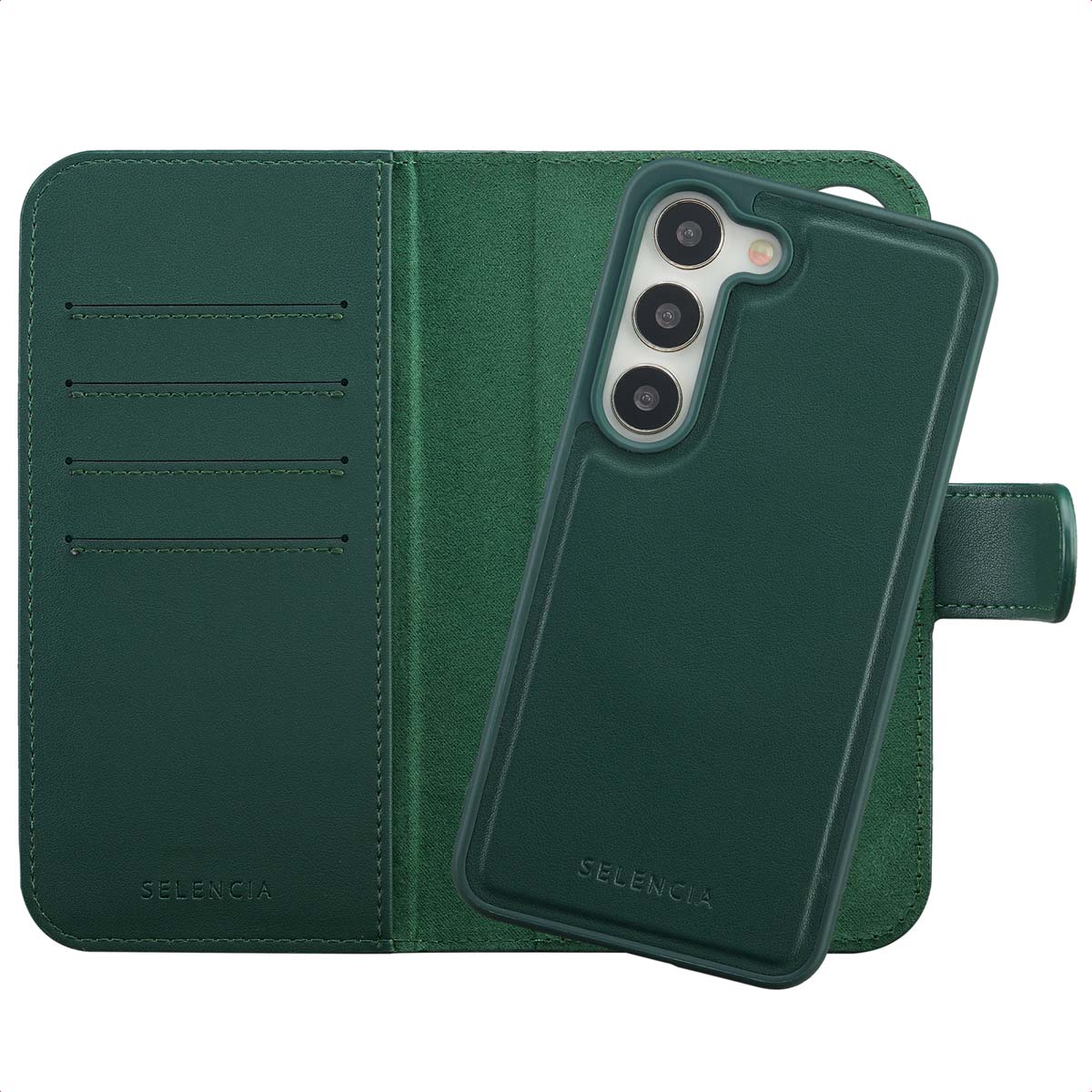 Selencia Étui portefeuille amovible Olyn avec MagSafe Samsung Galaxy S23 - Vert