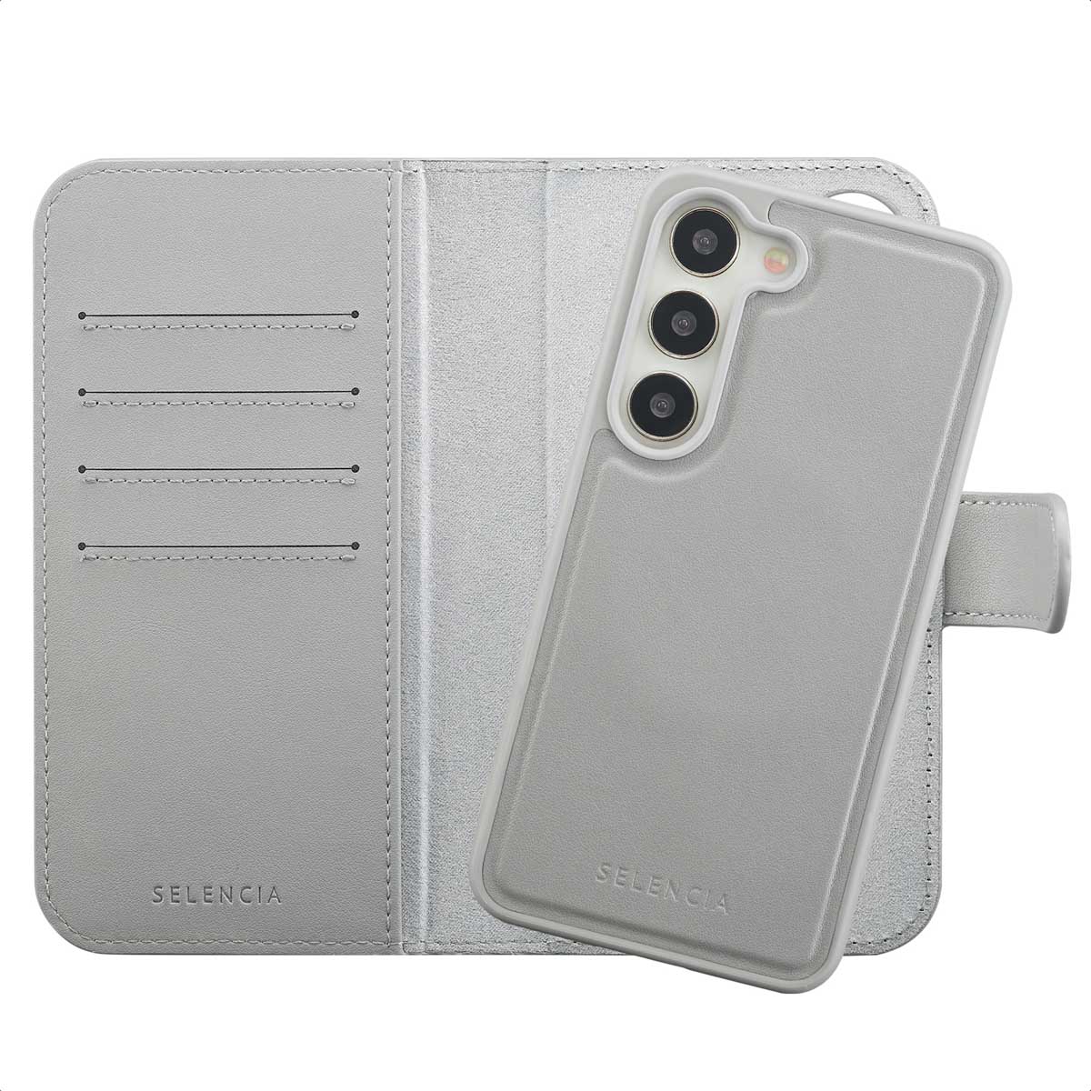 Selencia Étui portefeuille amovible Olyn avec MagSafe Samsung Galaxy S23 - Gris