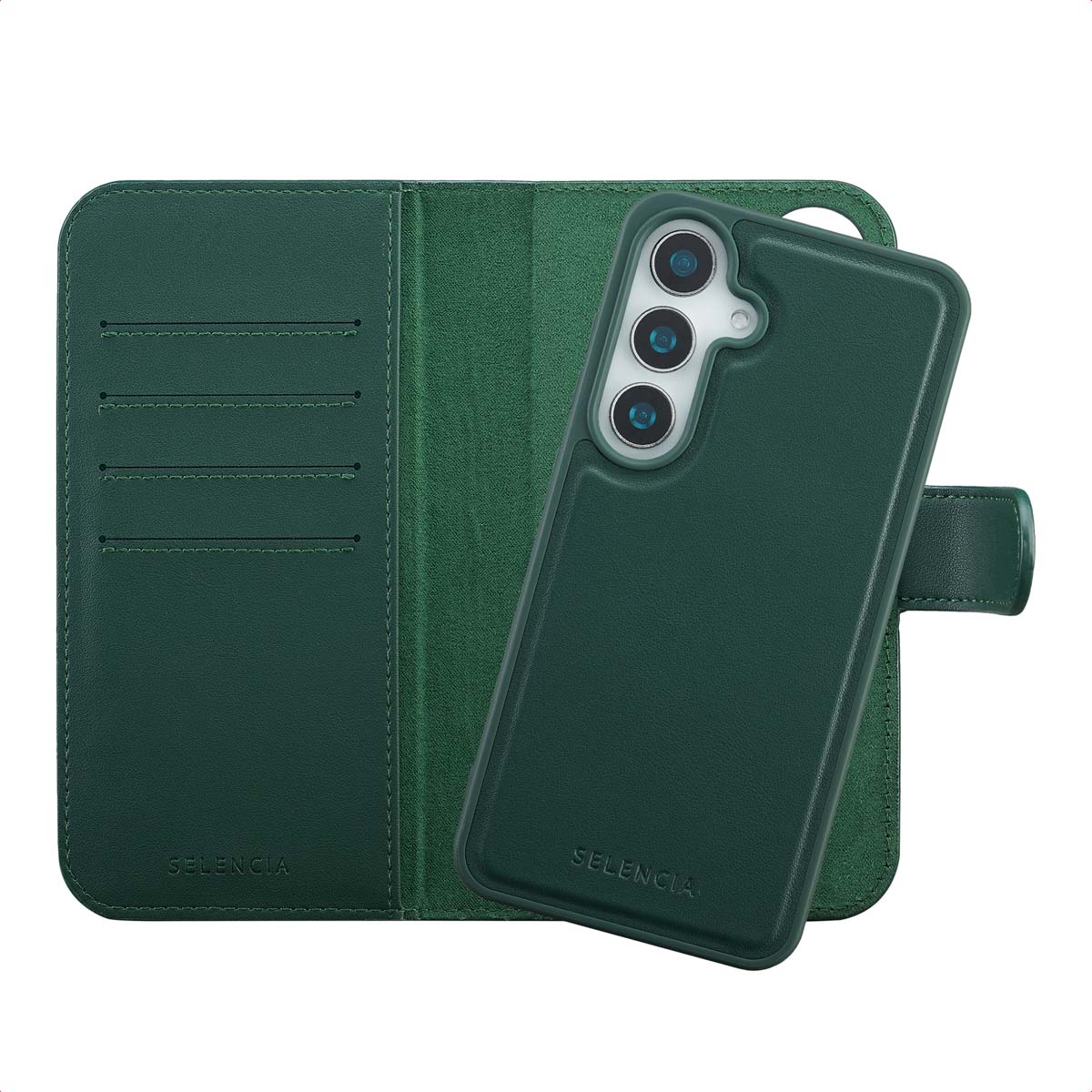 Selencia Olyn Uitneembare Bookcase met MagSafe voor de Samsung Galaxy S25 / S24 - Groen