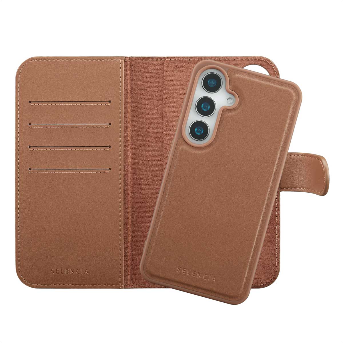 Selencia Olyn Uitneembare Bookcase met MagSafe voor de Samsung Galaxy S25 / S24 - Bruin