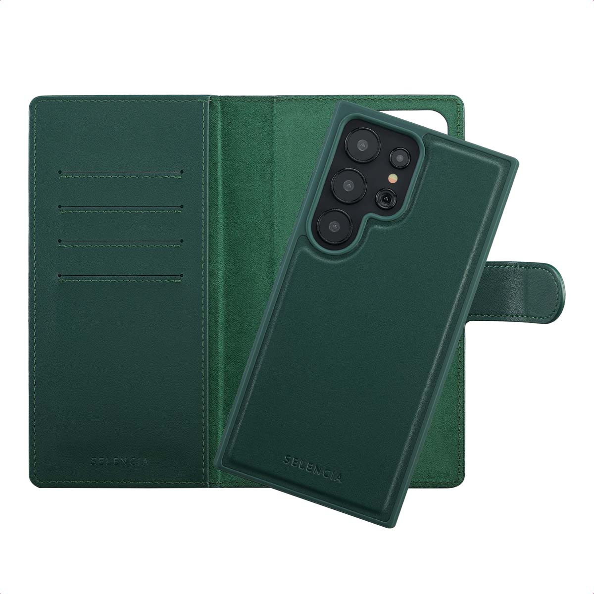 Selencia Étui portefeuille amovible Olyn avec MagSafe Samsung Galaxy S24 Ultra - Vert