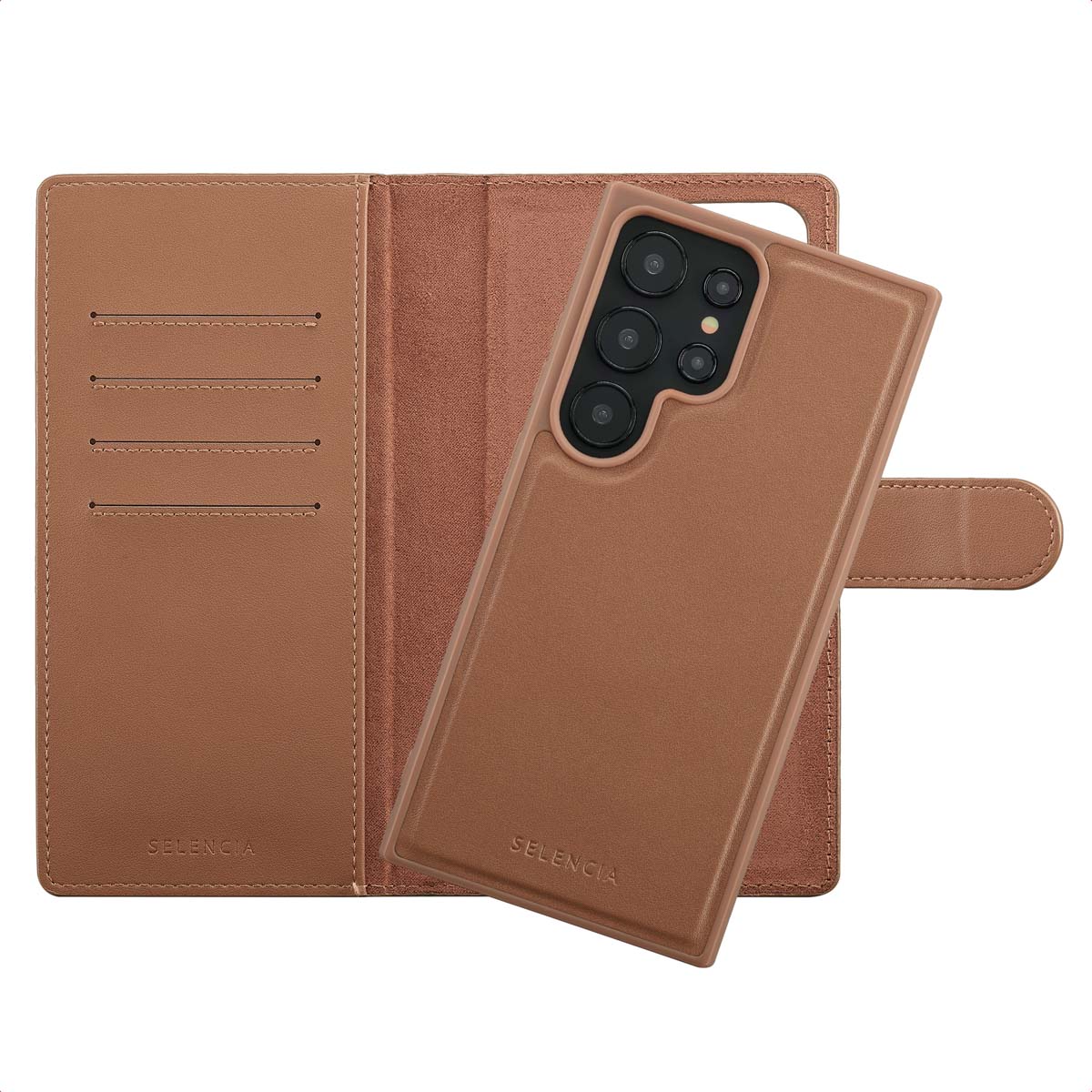 Selencia Olyn Uitneembare Bookcase met MagSafe voor de Samsung Galaxy S24 Ultra - Bruin