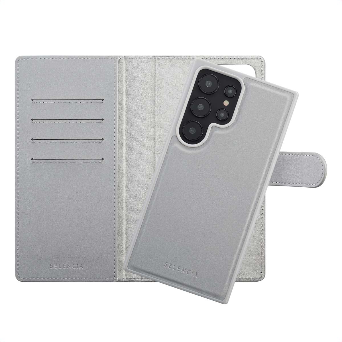 Selencia Étui portefeuille amovible Olyn avec MagSafe Samsung Galaxy S24 Ultra - Gris