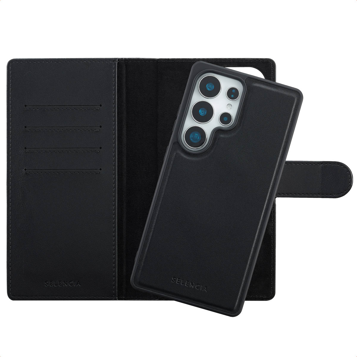 Selencia Étui portefeuille amovible Olyn avec MagSafe Samsung Galaxy S25 Ultra - Noir