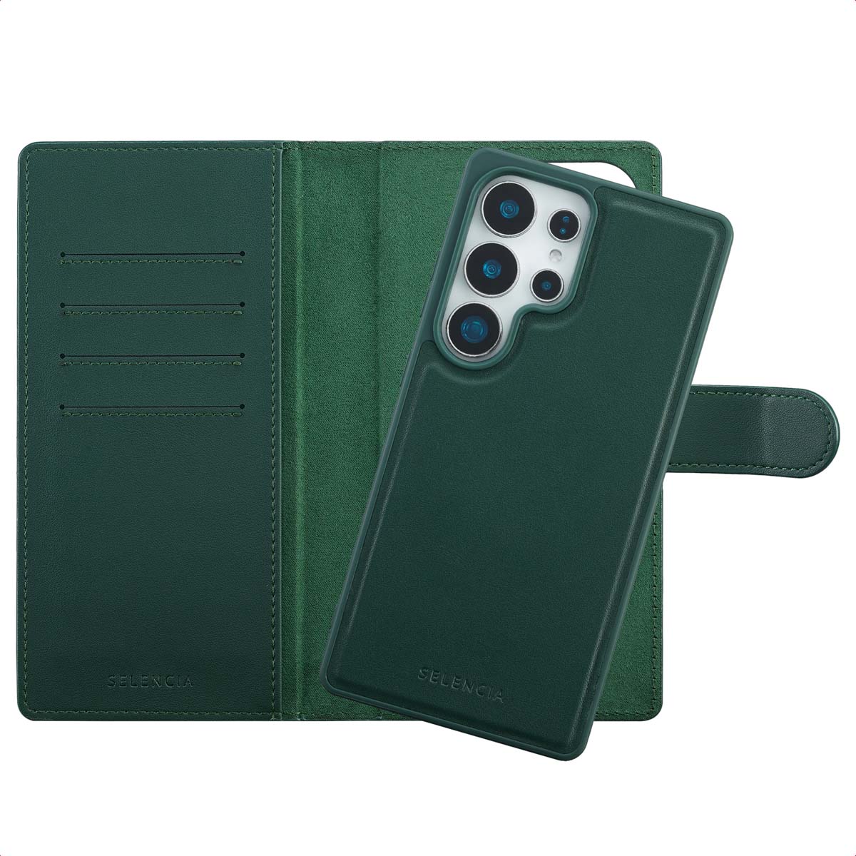 Selencia Étui portefeuille amovible Olyn avec MagSafe Samsung Galaxy S25 Ultra - Vert