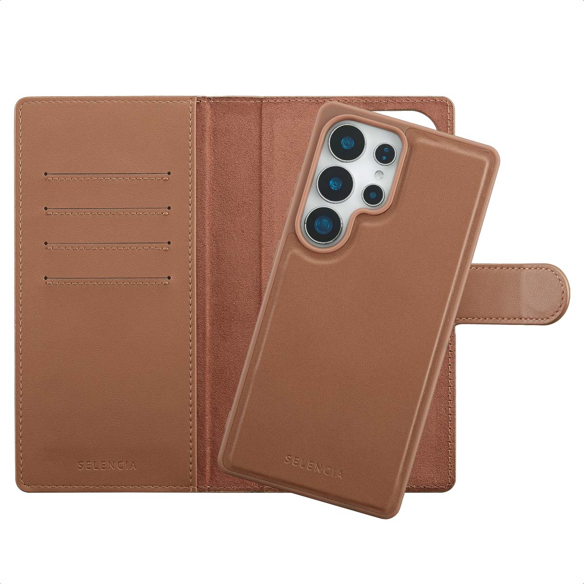 Selencia Olyn Uitneembare Bookcase met MagSafe voor de Samsung Galaxy S25 Ultra - Bruin