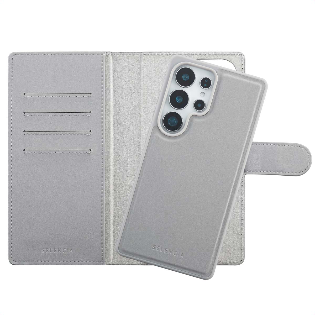Selencia Étui portefeuille amovible Olyn avec MagSafe Samsung Galaxy S25 Ultra - Gris