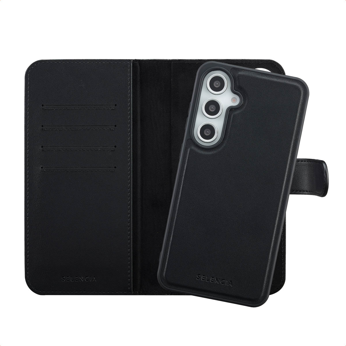 Selencia Étui portefeuille amovible Olyn avec MagSafe Samsung Galaxy S24 FE - Noir