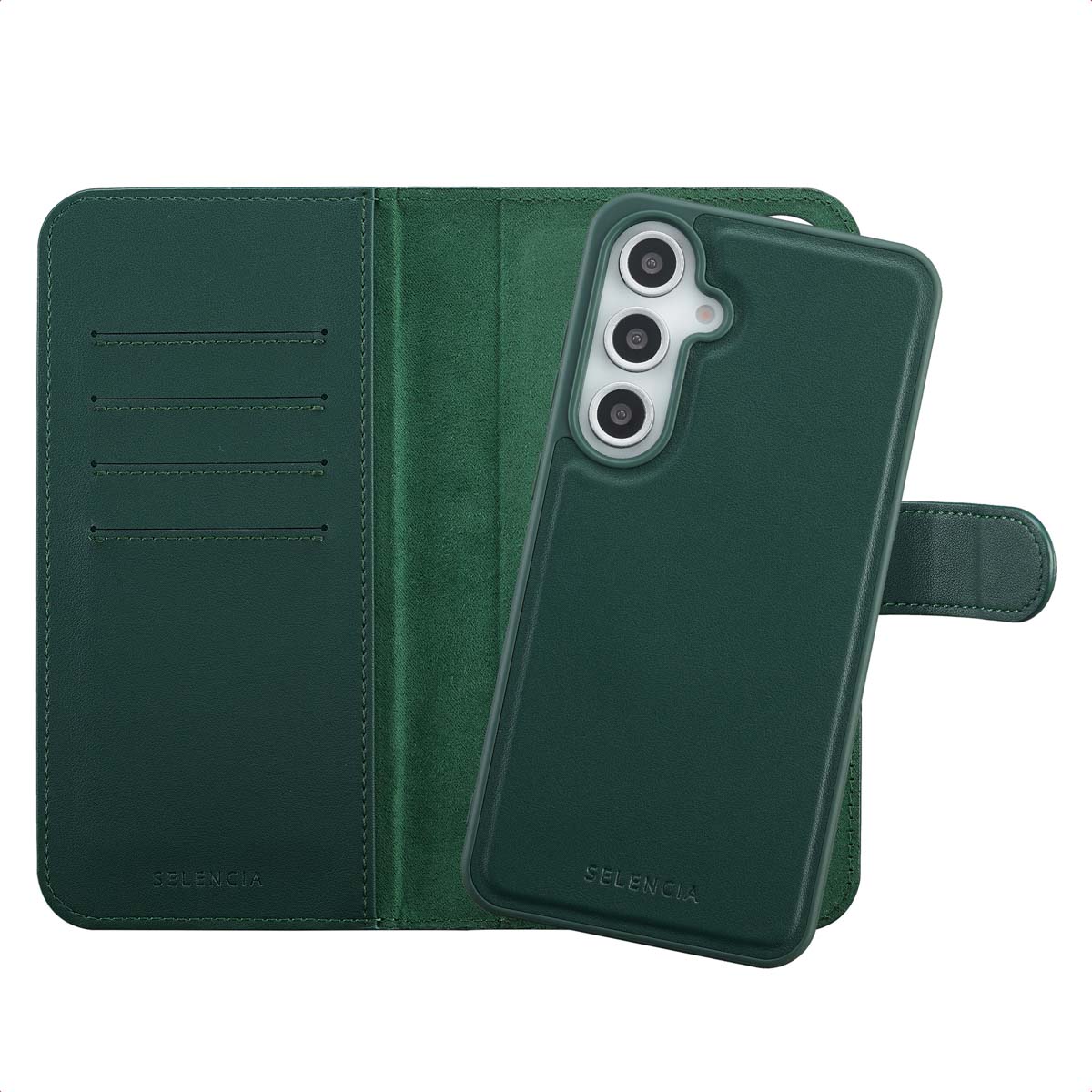 Selencia Étui portefeuille amovible Olyn avec MagSafe Samsung Galaxy S24 FE - Vert