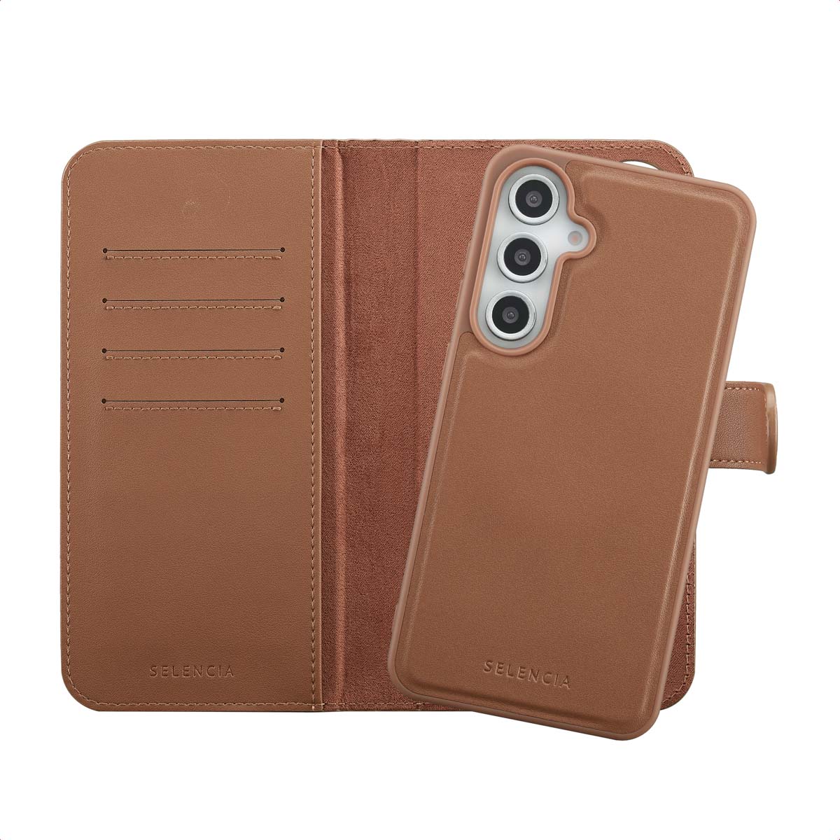 Selencia Olyn Uitneembare Bookcase met MagSafe voor de Samsung Galaxy S24 FE - Bruin