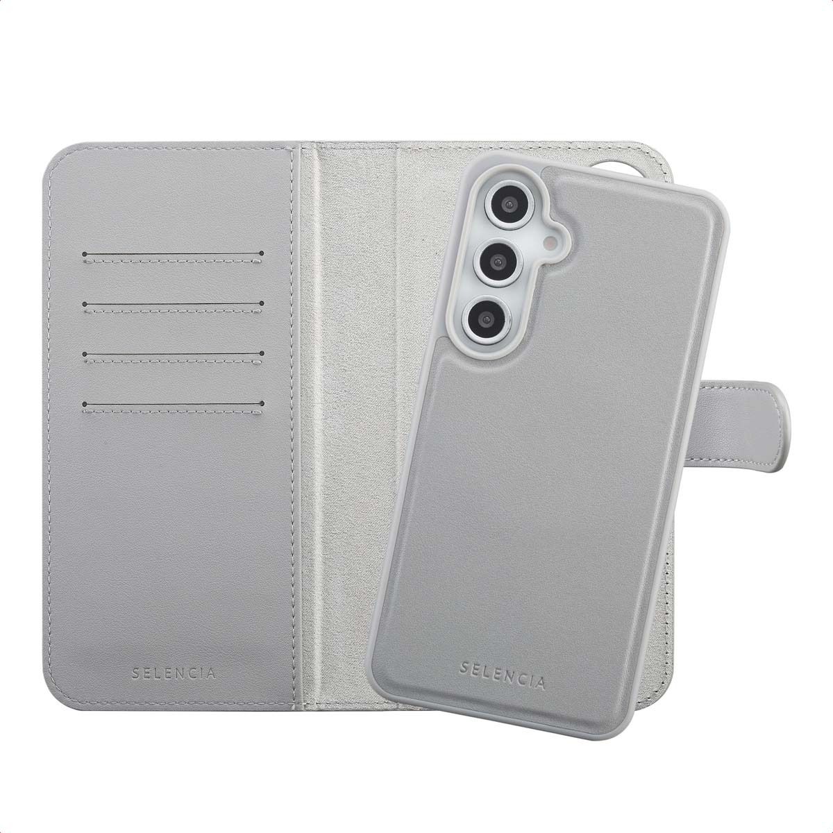 Selencia Étui portefeuille amovible Olyn avec MagSafe Samsung Galaxy S24 FE - Gris