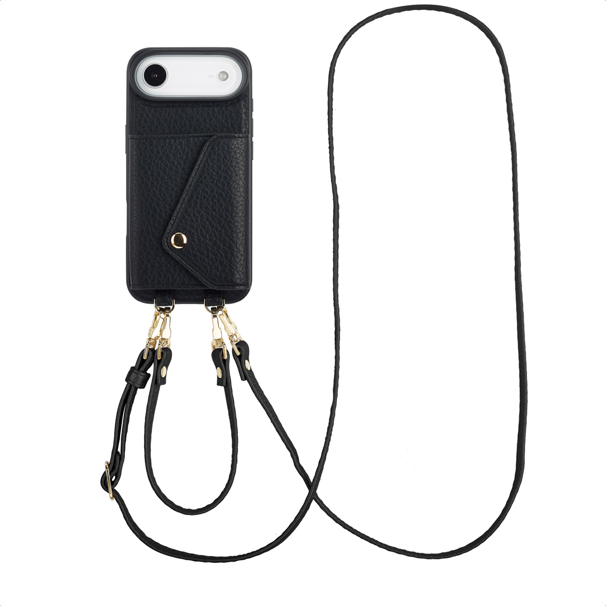 Selencia Sera Telefoonhoes met Koord en Envelop Pashouder voor de Apple iPhone Air - Zwart