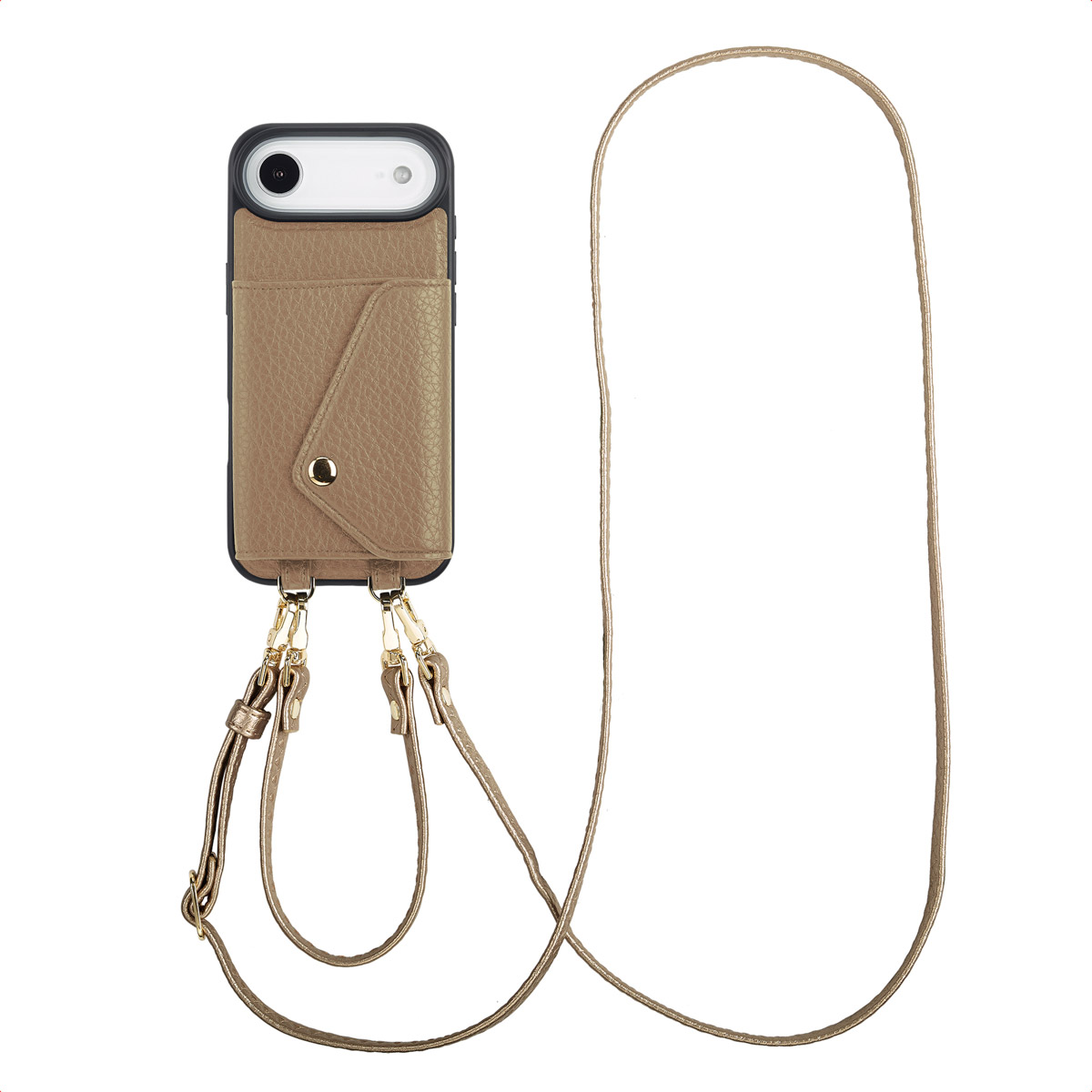Selencia Sera Telefoonhoes met Koord en Envelop Pashouder voor de Apple iPhone Air - Taupe