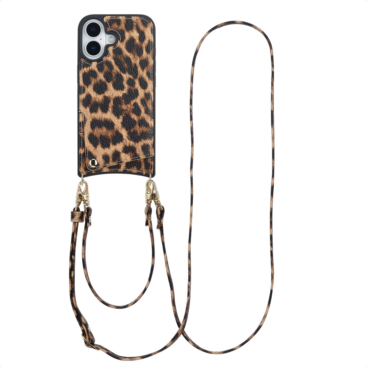 Selencia Nova Telefoonhoes met Koord en Pashouder voor de Apple iPhone 17 - Leopard