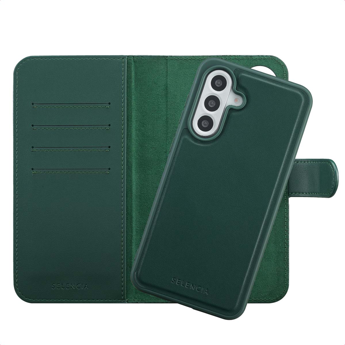 Selencia Étui portefeuille amovible Olyn avec MagSafe Samsung Galaxy A56 - Vert