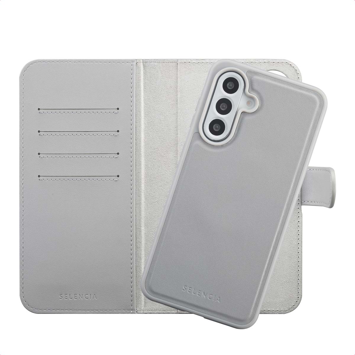 Selencia Étui portefeuille amovible Olyn avec MagSafe Samsung Galaxy A56 - Gris