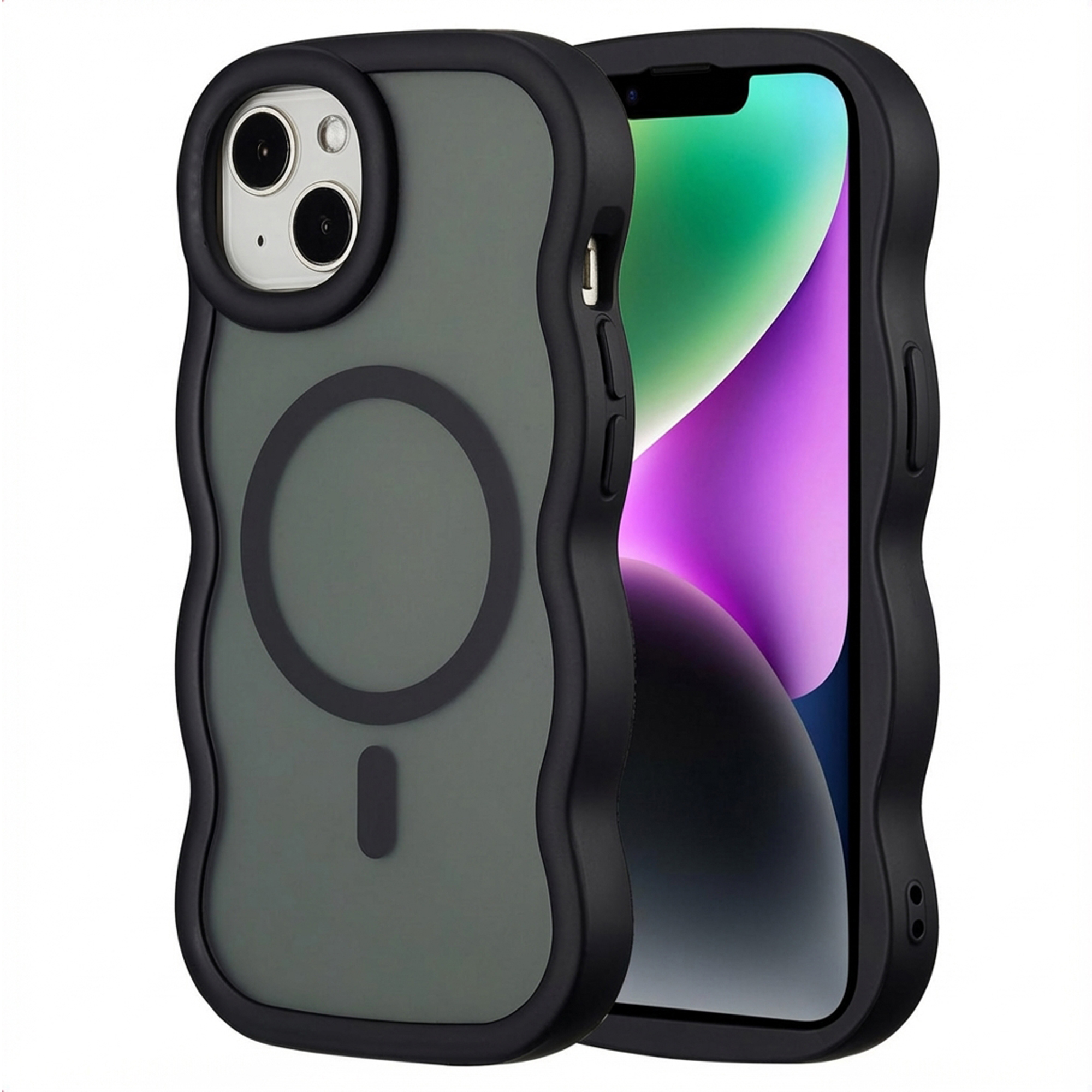 Selencia Coque arrière Wavy avec MagSafe Apple iPhone 14 / 13 - Noir