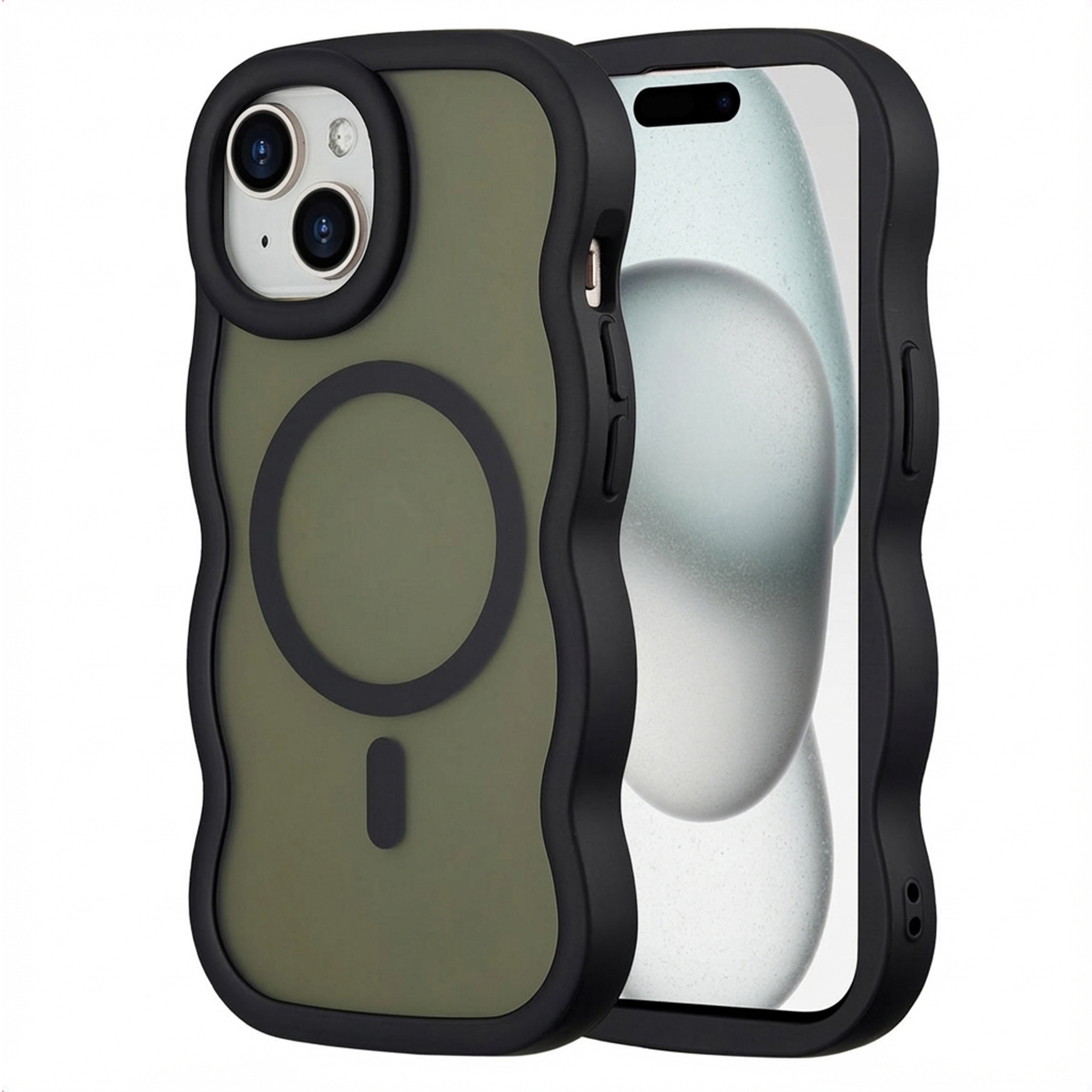 Selencia Coque arrière Wavy avec MagSafe Apple iPhone 15 - Noir