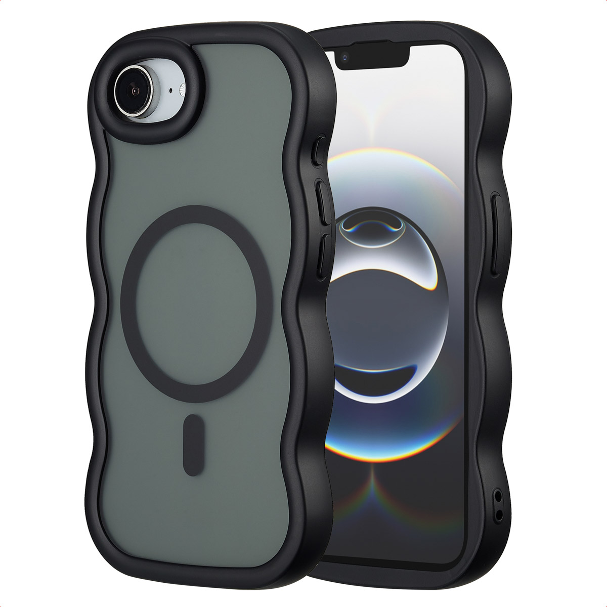 Selencia Coque arrière Wavy avec MagSafe Apple iPhone 17e / 16e - Noir