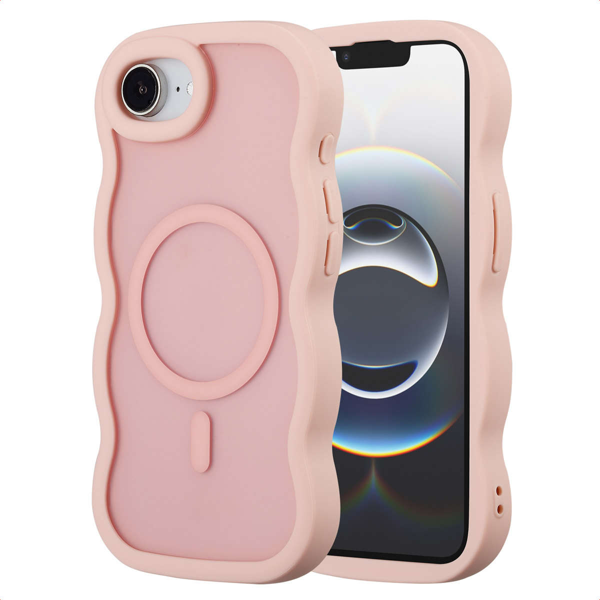 Selencia Coque arrière Wavy avec MagSafe Apple iPhone 17e / 16e - Soft Pink
