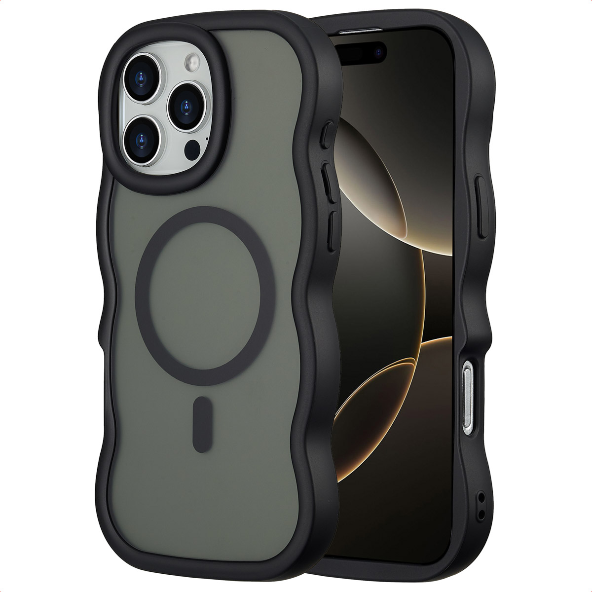 Selencia Coque arrière Wavy avec MagSafe Apple iPhone 16 Pro Max - Noir