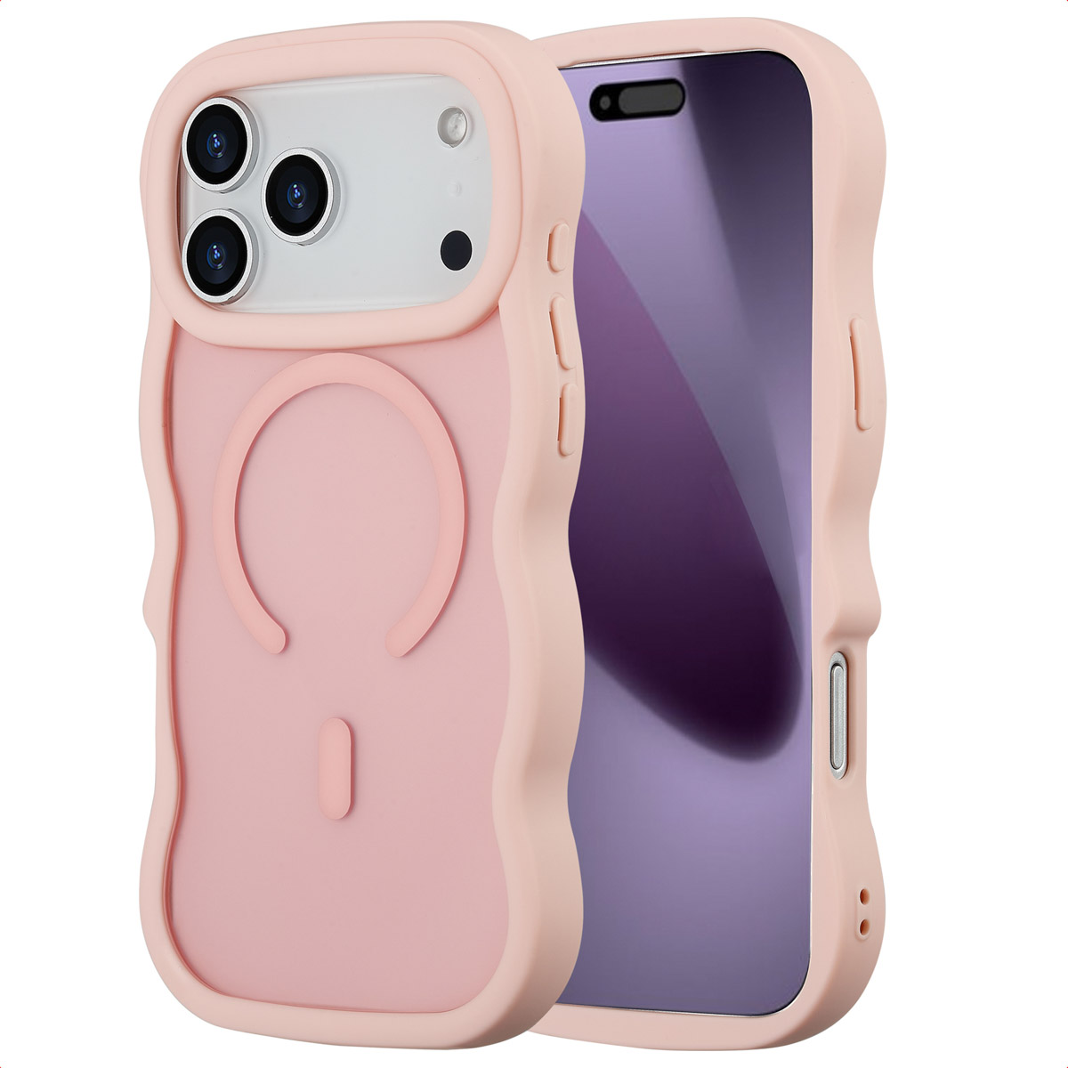 Selencia Wavy Backcover met MagSafe voor de Apple iPhone 17 Pro Max - Soft Pink