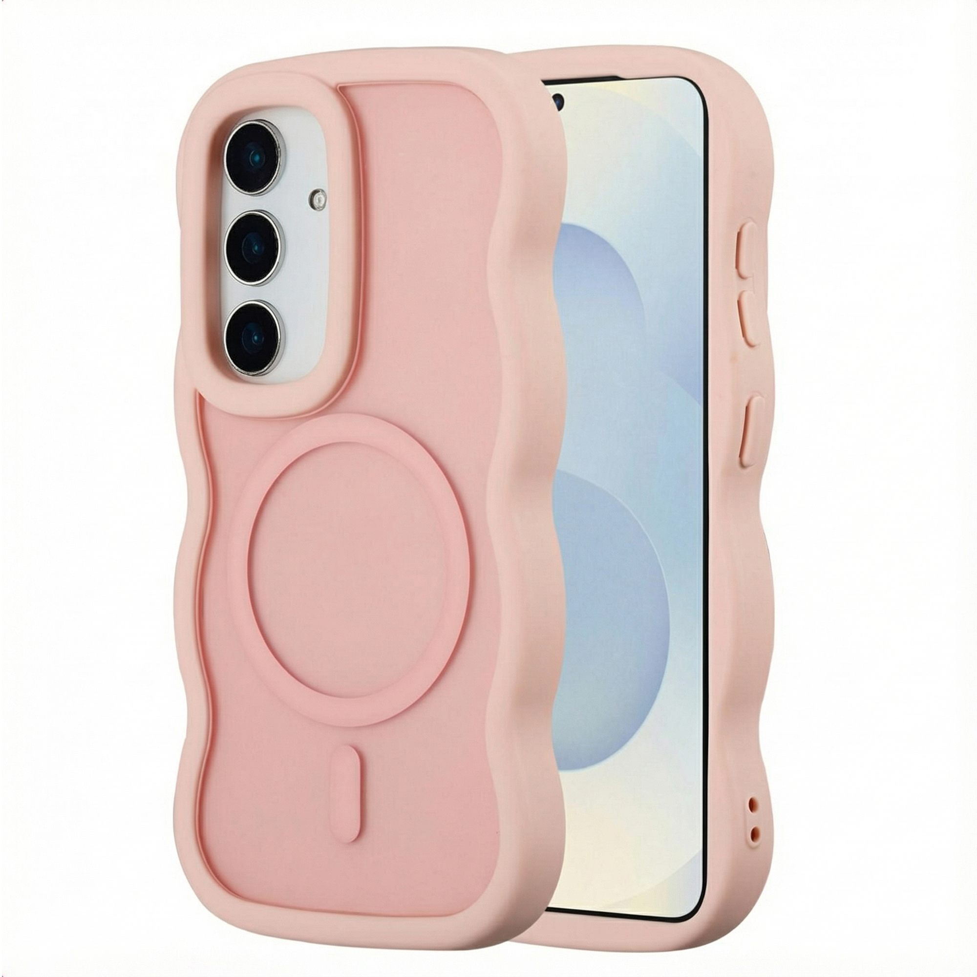 Selencia Wavy Backcover met MagSafe voor de Samsung Galaxy S25 / S24 - Soft Pink