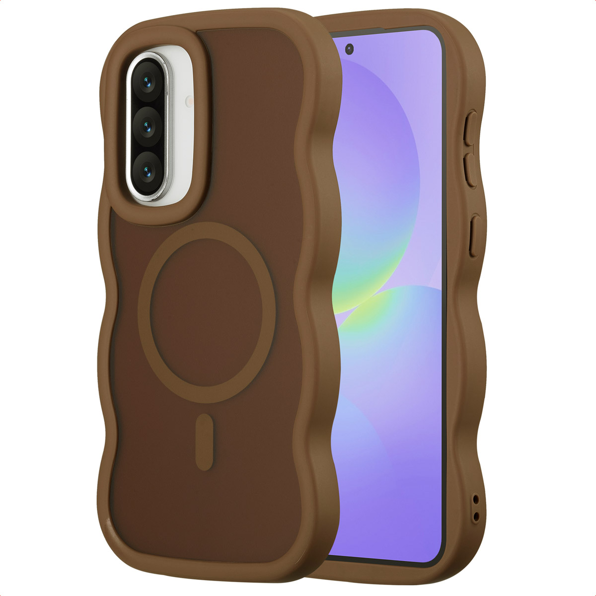 Selencia Wavy Backcover met MagSafe voor de Samsung Galaxy A36 / A56 - Mocha Brown