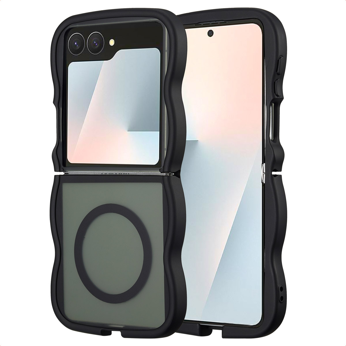 Selencia Coque arrière Wavy avec MagSafe Samsung Galaxy Z Flip 7 - Noir